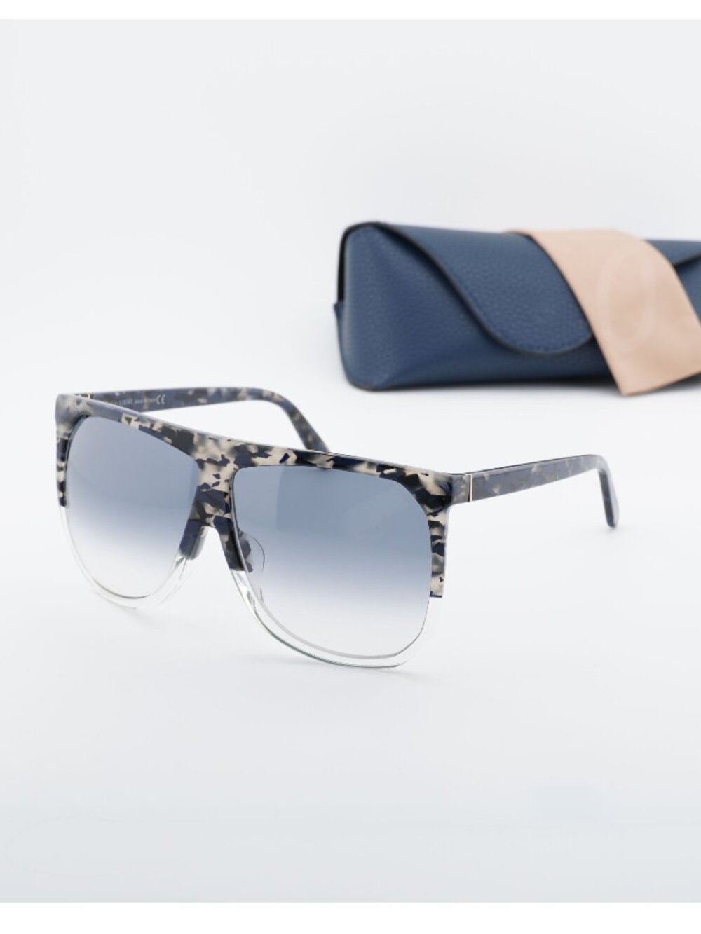 Loewe Filipa LW40001F 56B Square Sunglasses - Blue Havana / Smoke